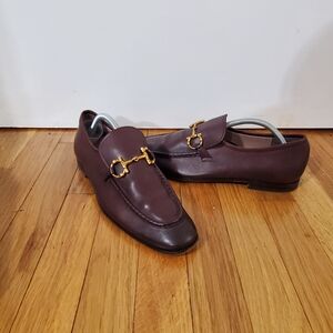 Salvatore Ferragamo Brown Leather Gold Gancini Logo Buckle Slip-on Loafers 8 D